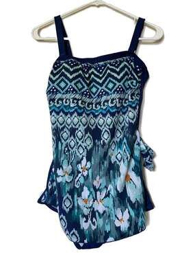 Maxine of Hollywood Geometric Floral One Piece Bathing Suit